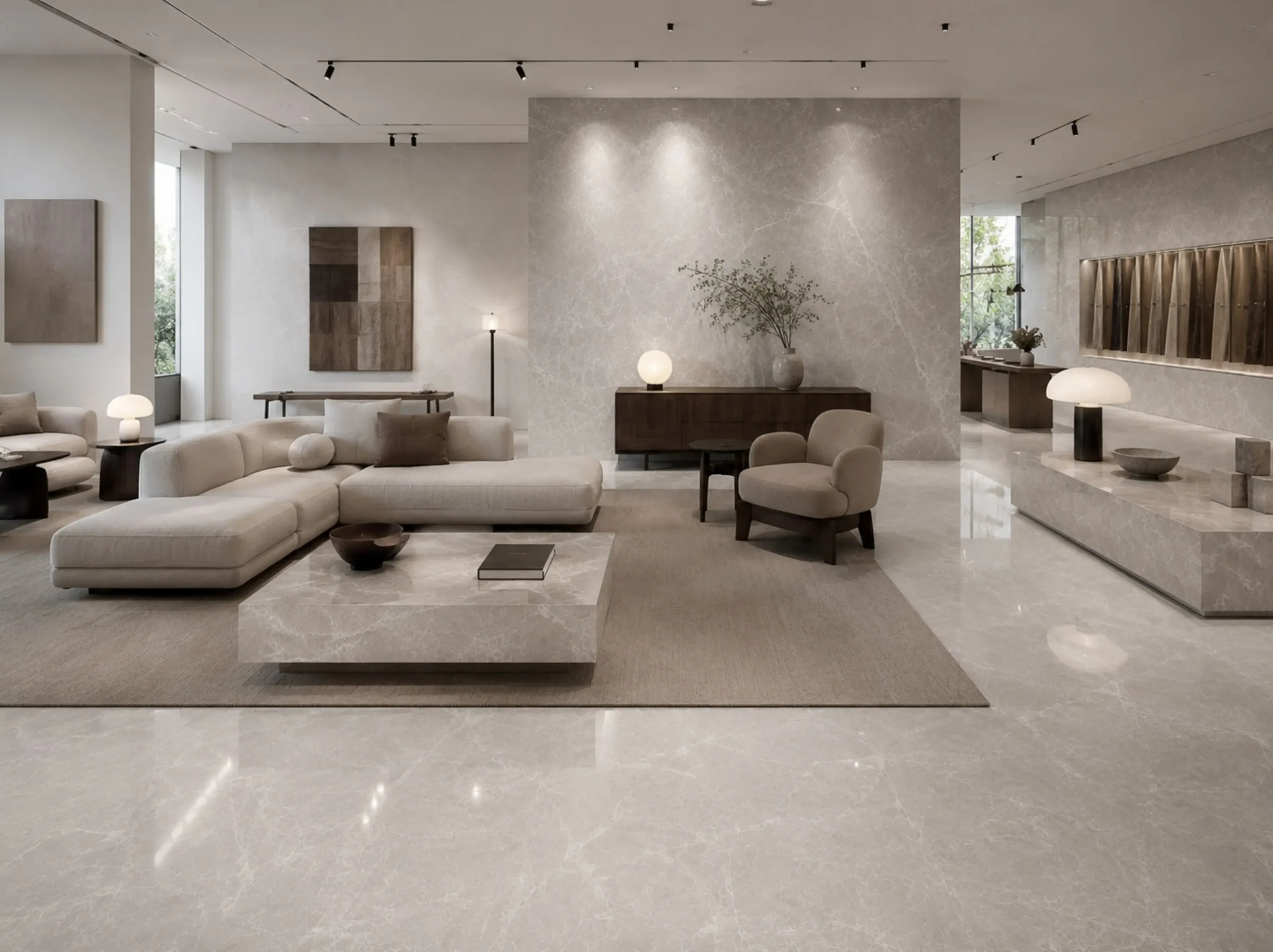 Turkish Milan Grey Marble used for luxury lounge feature wall and floor