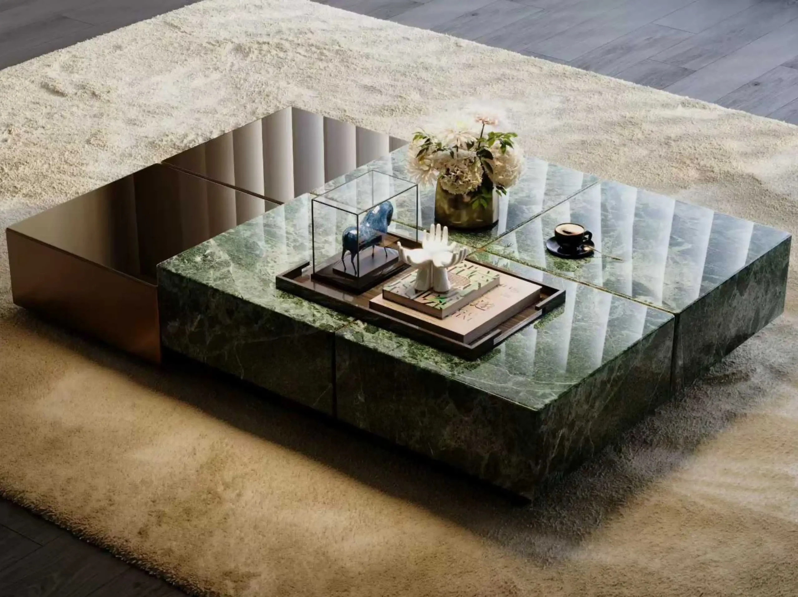 Verde Alpi Scuro Marble coffee table application