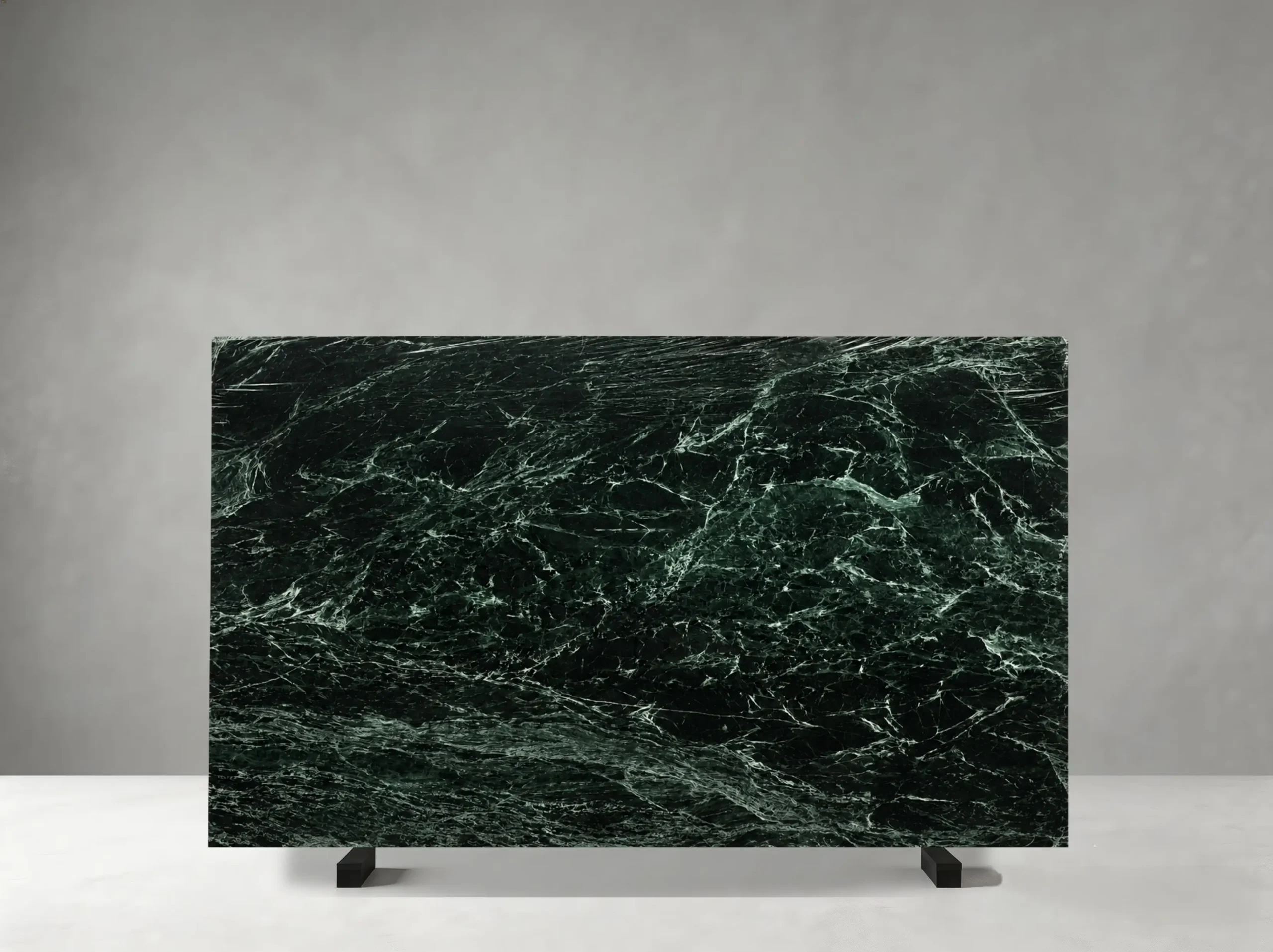 Verde Alpi Scuro Marble polished slab 01 showing dense branching veins and expressive natural fractures