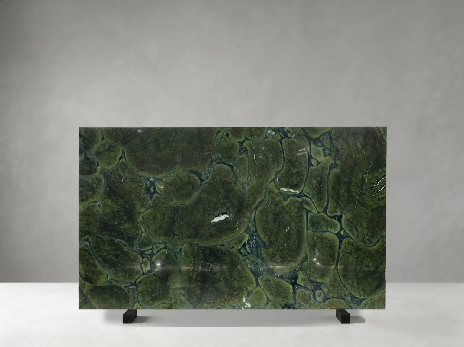 Vitoria Regia Green Quartzite polished slab 01 showing organic mosaic-like cells with layered natural contours