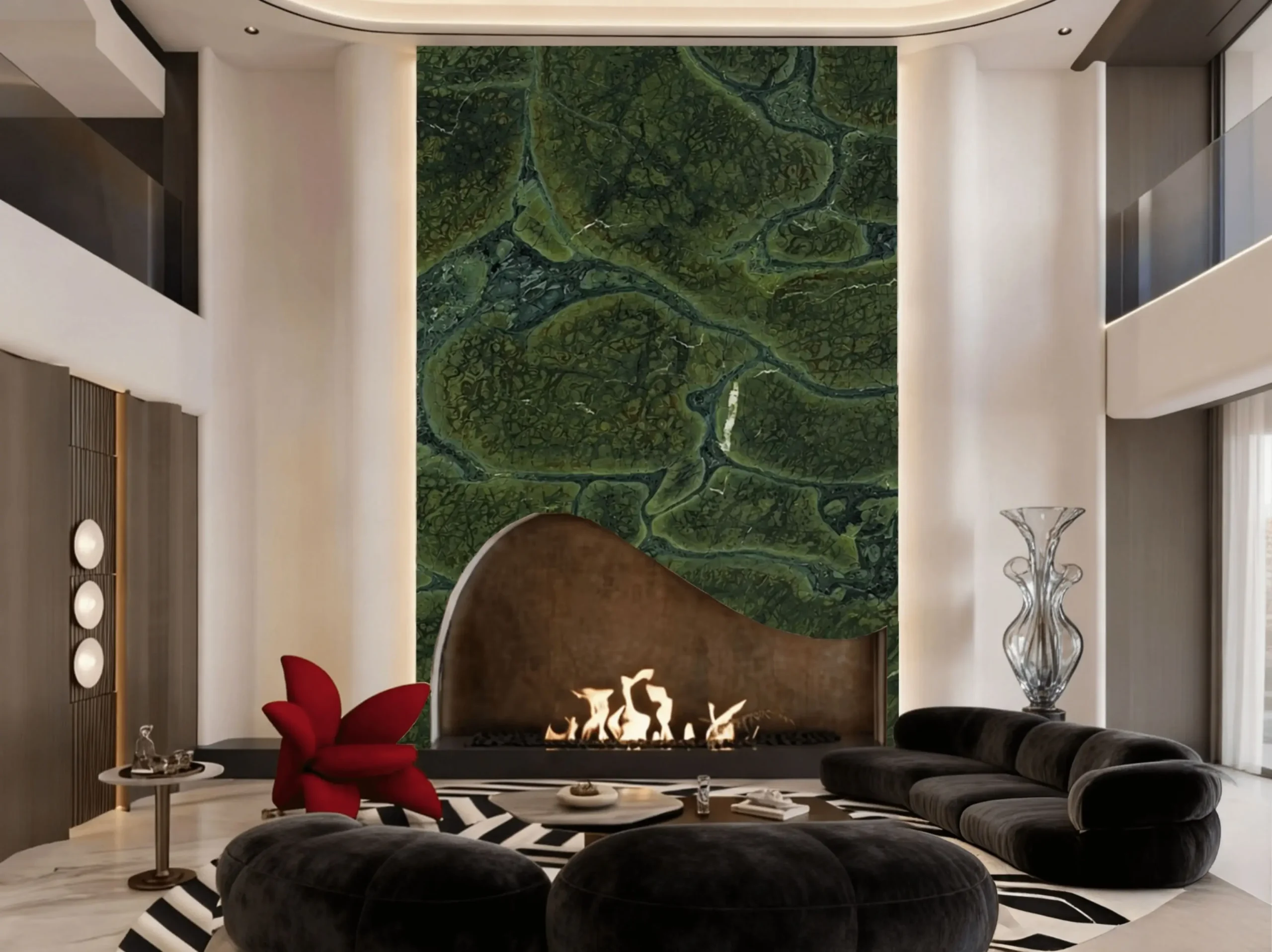Vitoria Regia Quartzite fireplace feature wall application