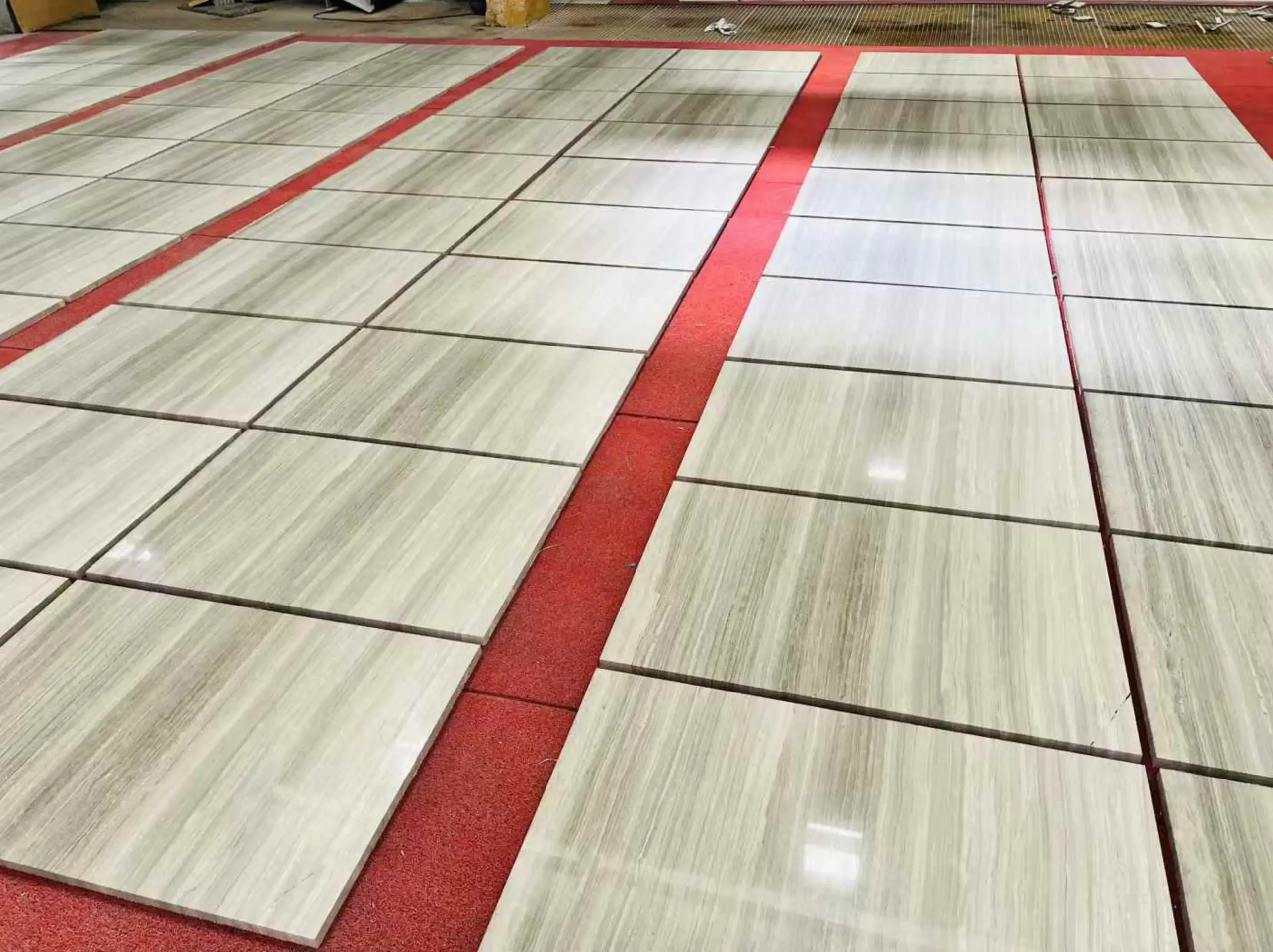 Wooden White Marble cut-to-size floor tiles dry lay