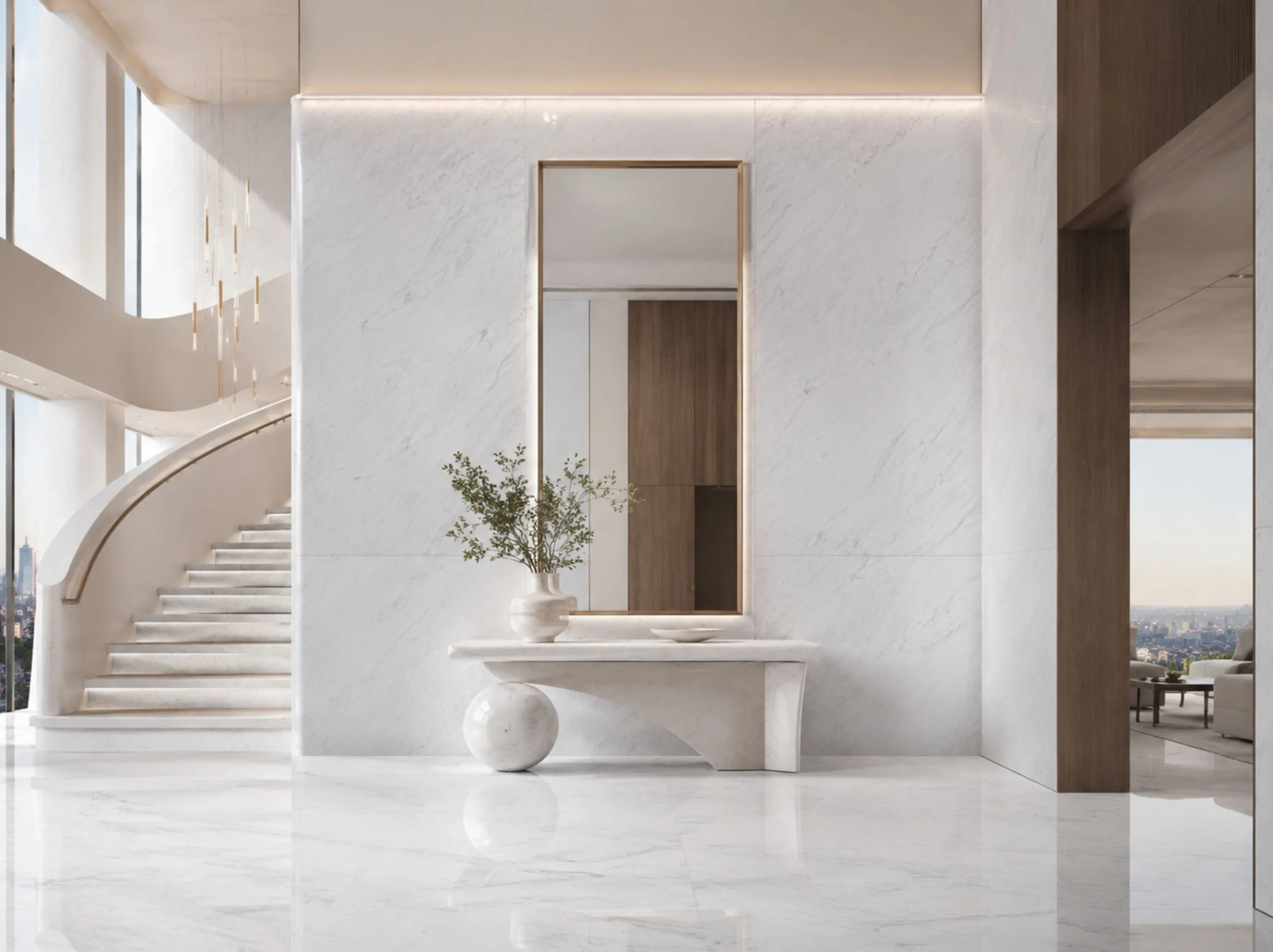 Ariston Marble foyer wall and floor Ariston Marble application in foyer wall and floor