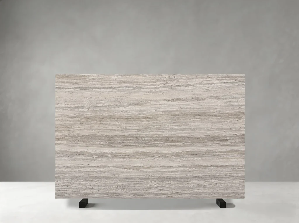 Siena Argentato Travertine slab 01 showing natural color, veining and slab variation