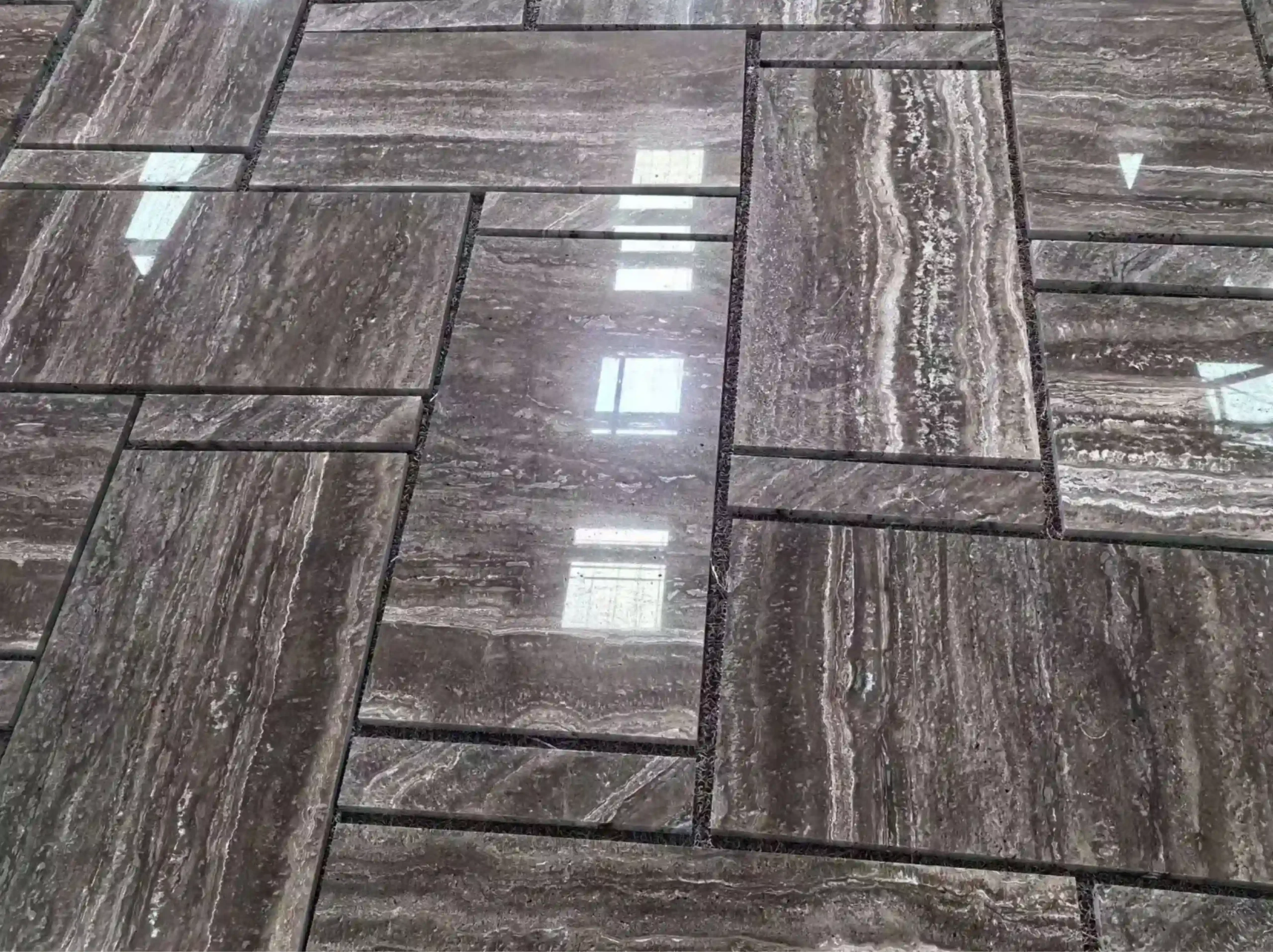 Takab Silver Travertine cut to size panels Takab Silver Travertine application in cut to size panels
