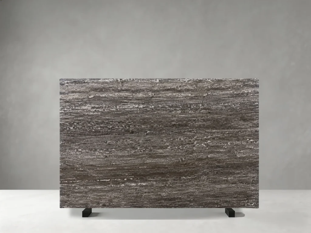 Titanium Gray Travertine slab 01 showing natural color, veining and slab variation