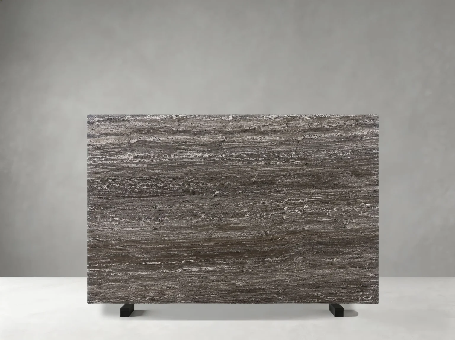 Titanium Gray Travertine slab 01 showing natural color, veining and slab variation