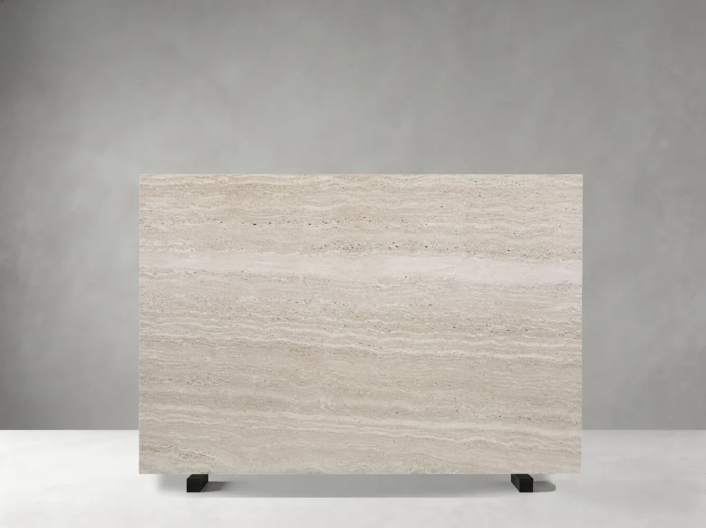 Travertino Classico slab 01 showing natural color, veining and slab variation