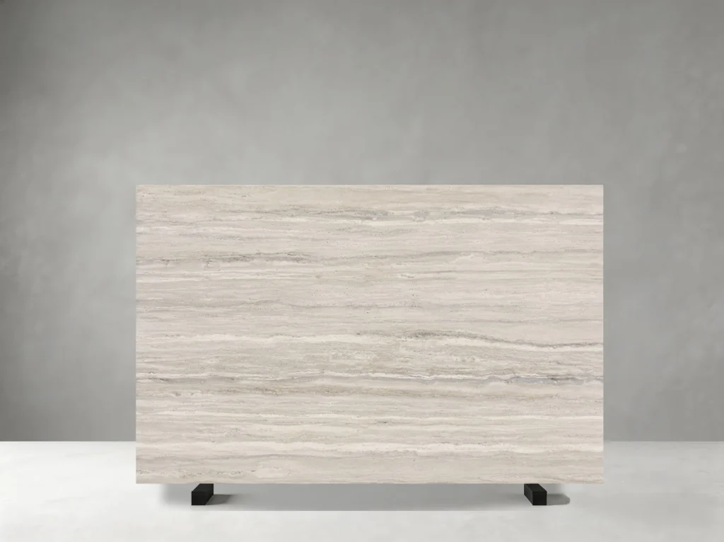 Travertino Toscana Silver slab 01 showing natural color, veining and slab variation