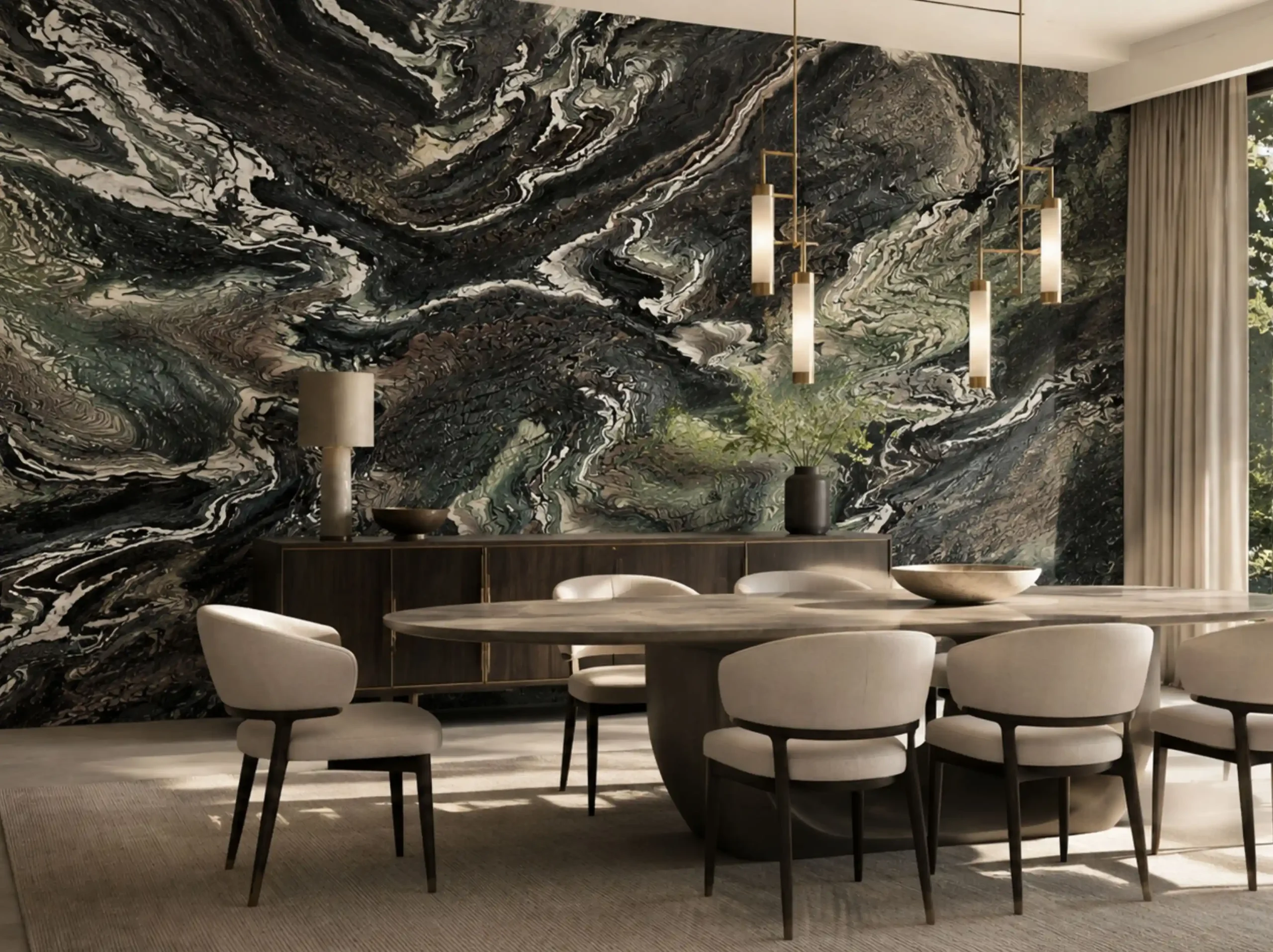 Violet Butterfly Marble dining room feature wall Violet Butterfly Marble application in dining room feature wall